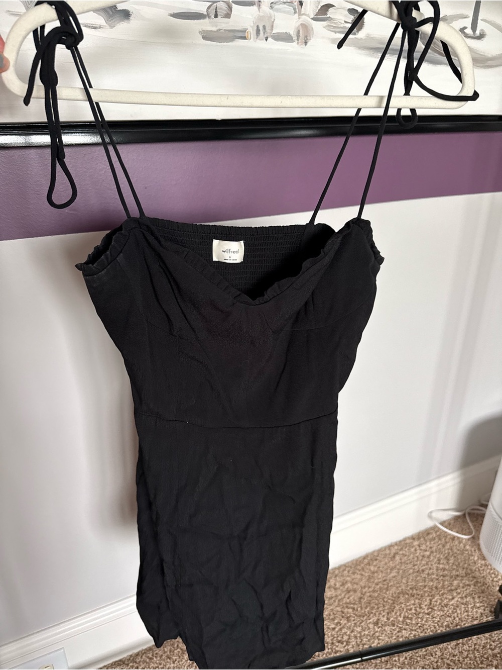 Wilfred Black Tie-Strap Mini Dress
